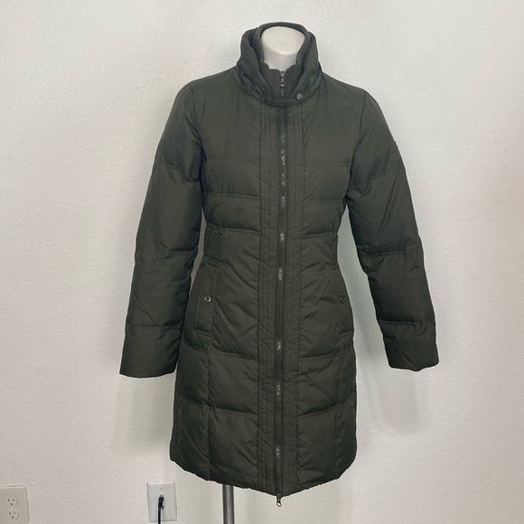Larry Levine Olive Green Gorpcore Comfort Down & Feathers Puffer Jacket Size S - Picture 1 of 9